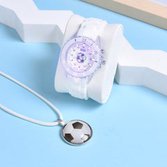 Boys Football Luminous Quartz Watches Set with Pendant Necklace