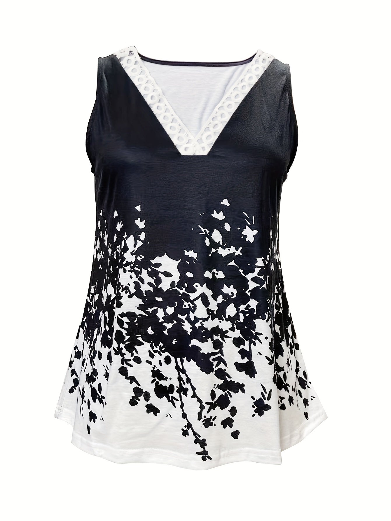 Floral Tank Top V Neck Casual Top For Summer & Spring
