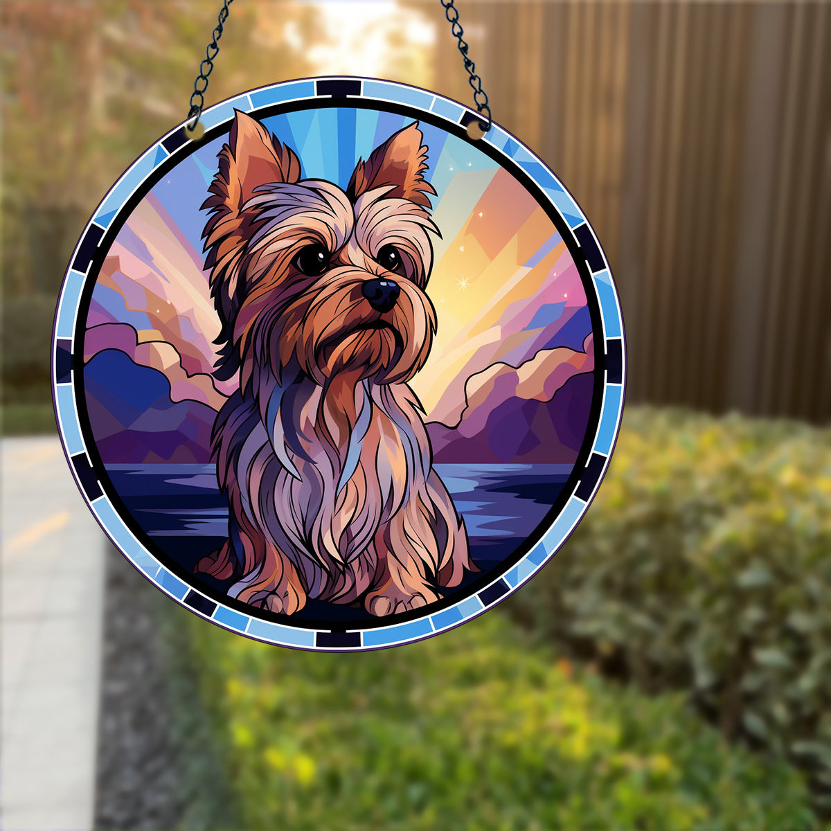 Yorkie Sunset Sky Suncatcher for Home Decor