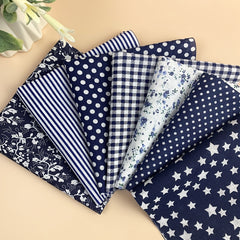 7pcs Navy Cotton Fabric Printed Patchwork Fabric for DIY Sewing