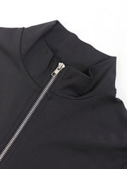 Solid Zip Up Bodycon Jumpsuit Nightclub Sexy High Waist Women's Clothing