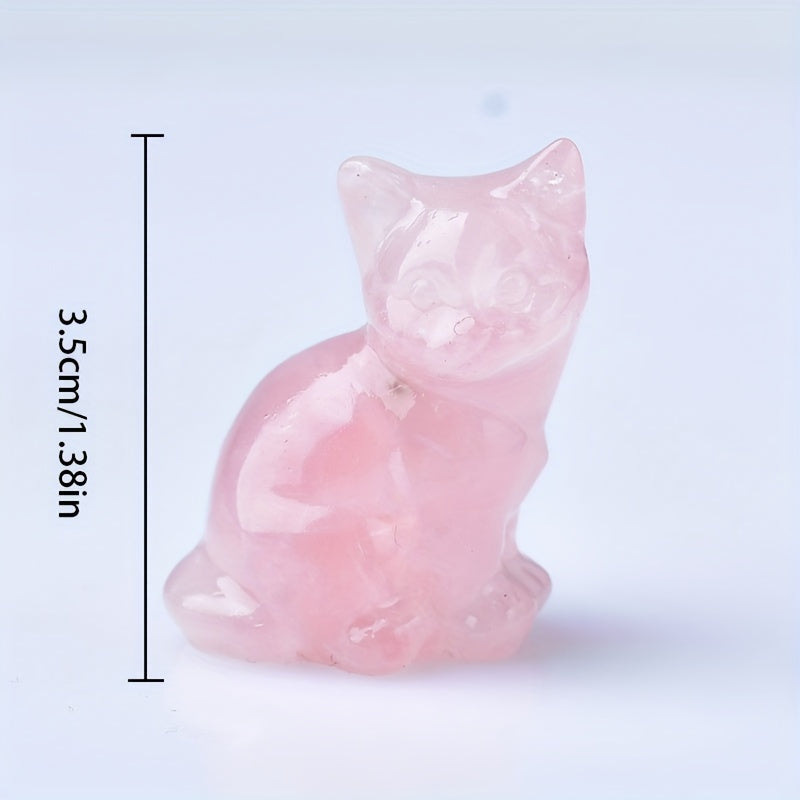 1pc Crystal Carved Cat Pocket Gift Healing Stone Moonsto