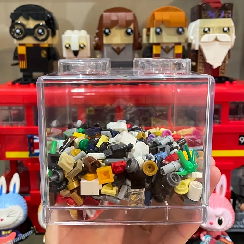 Building Block Storage Box Transparent Piggy Bank 4 Stud Stackable Tabletop