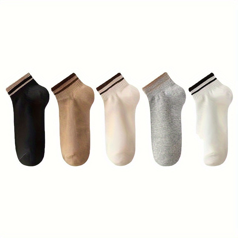 10 Pairs Striped Short Socks Comfy Sports Stockings