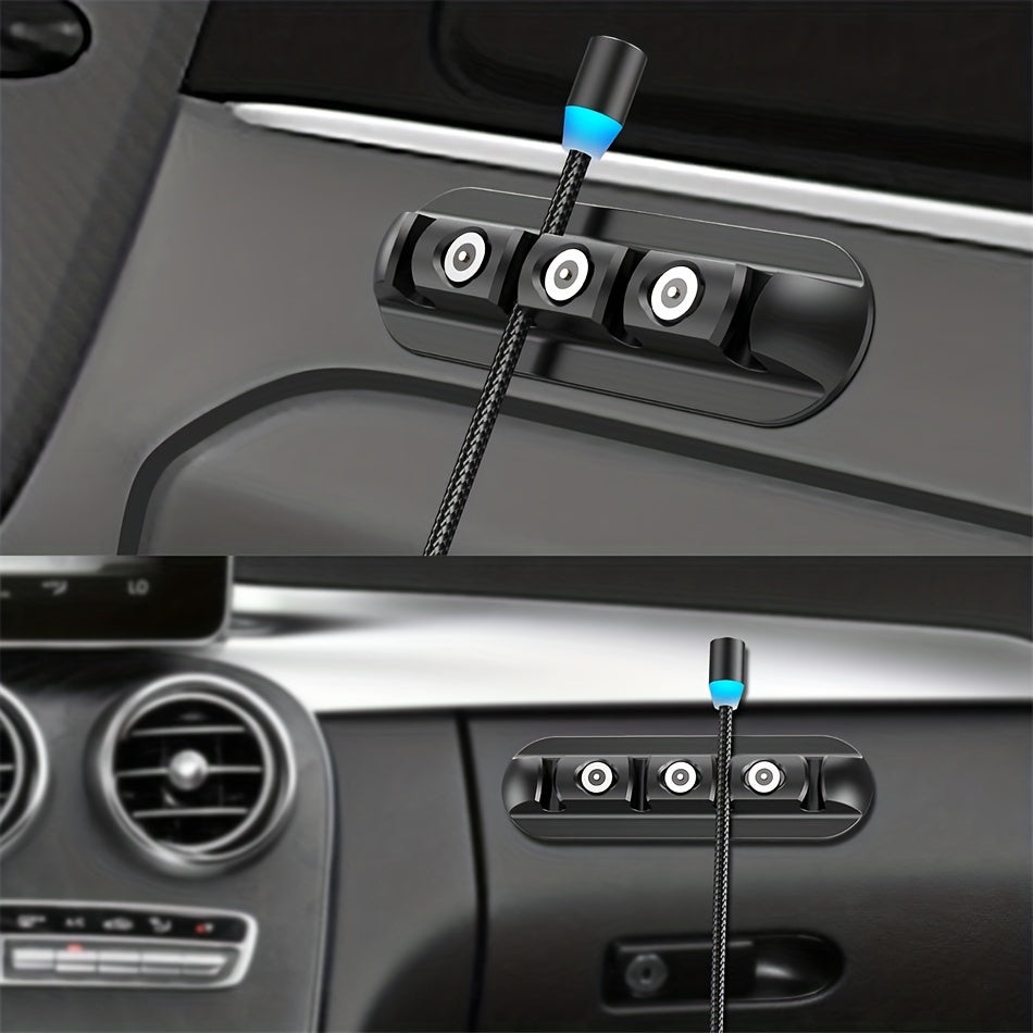 3PCS 4 Holes Magnetic Suction Head Cable Organizer Holder