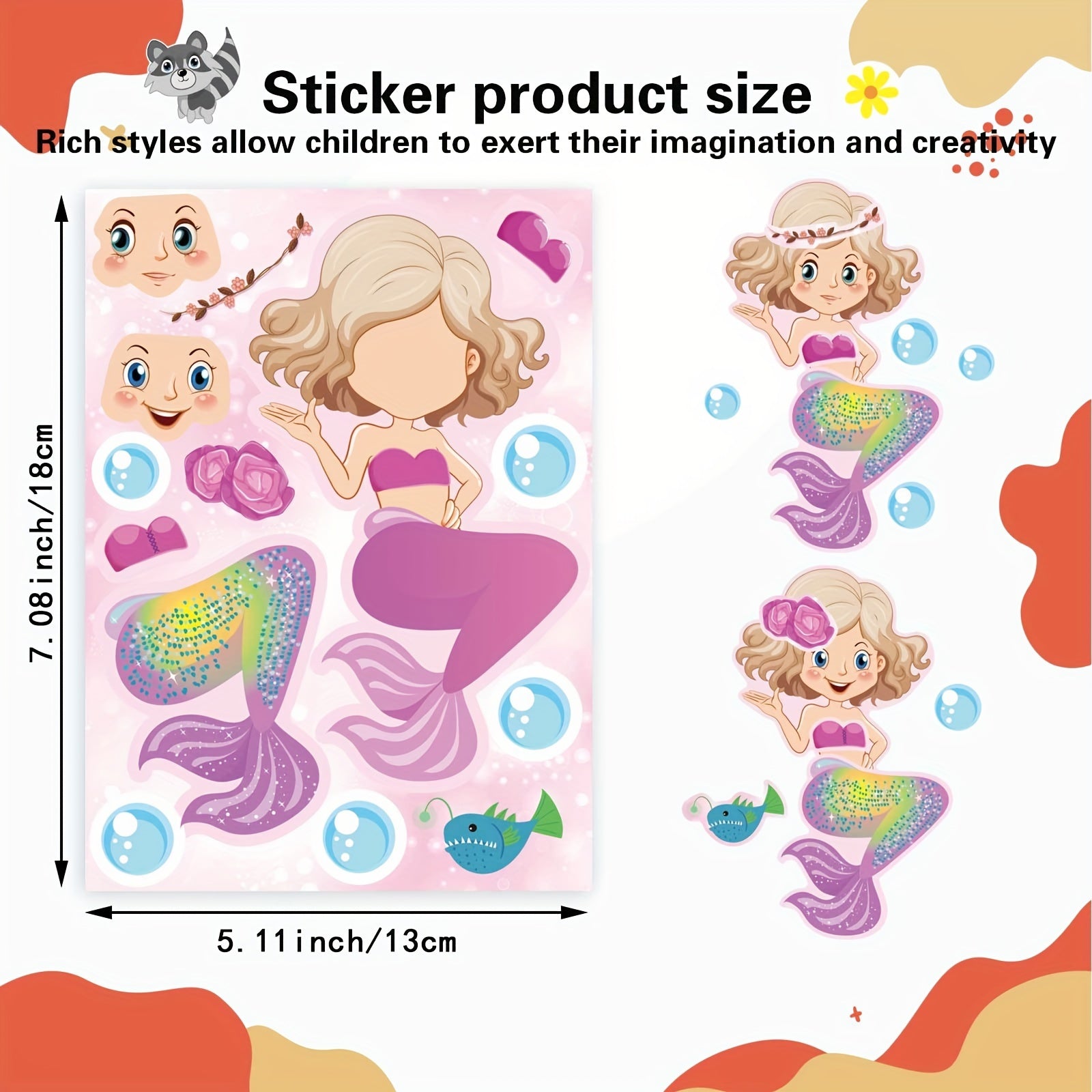16 Mermaid Stickers for Party Favors Classroom