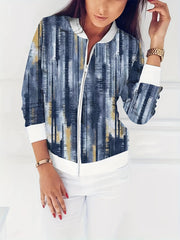 Floral Print Zipper Jacket Spring & Fall Women's Clothing