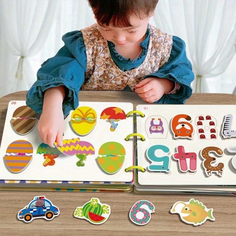 Kids' Cartoon Quiet Paste Book - Educational Learning Aid Puzzle Toy