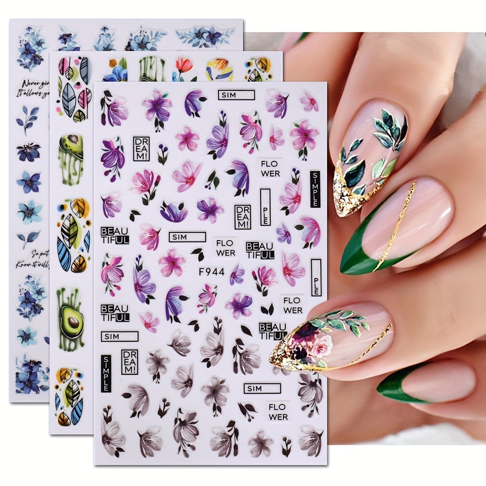 Flower Leaf Nail Art Stickers Self-adhesive Decorations