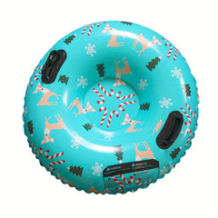 Snow Tube 31.5in Shockproof Skiing Circle Thick Base Leakproof Snowflake Print