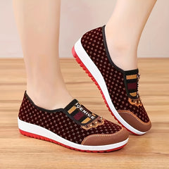 Colorblock Wedge Loafers Soft Sole Slip On Walking Shoes Women's Footwear