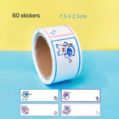 60 Cartoon Name Stickers for Students Take Notes Write Names & Leave Messages