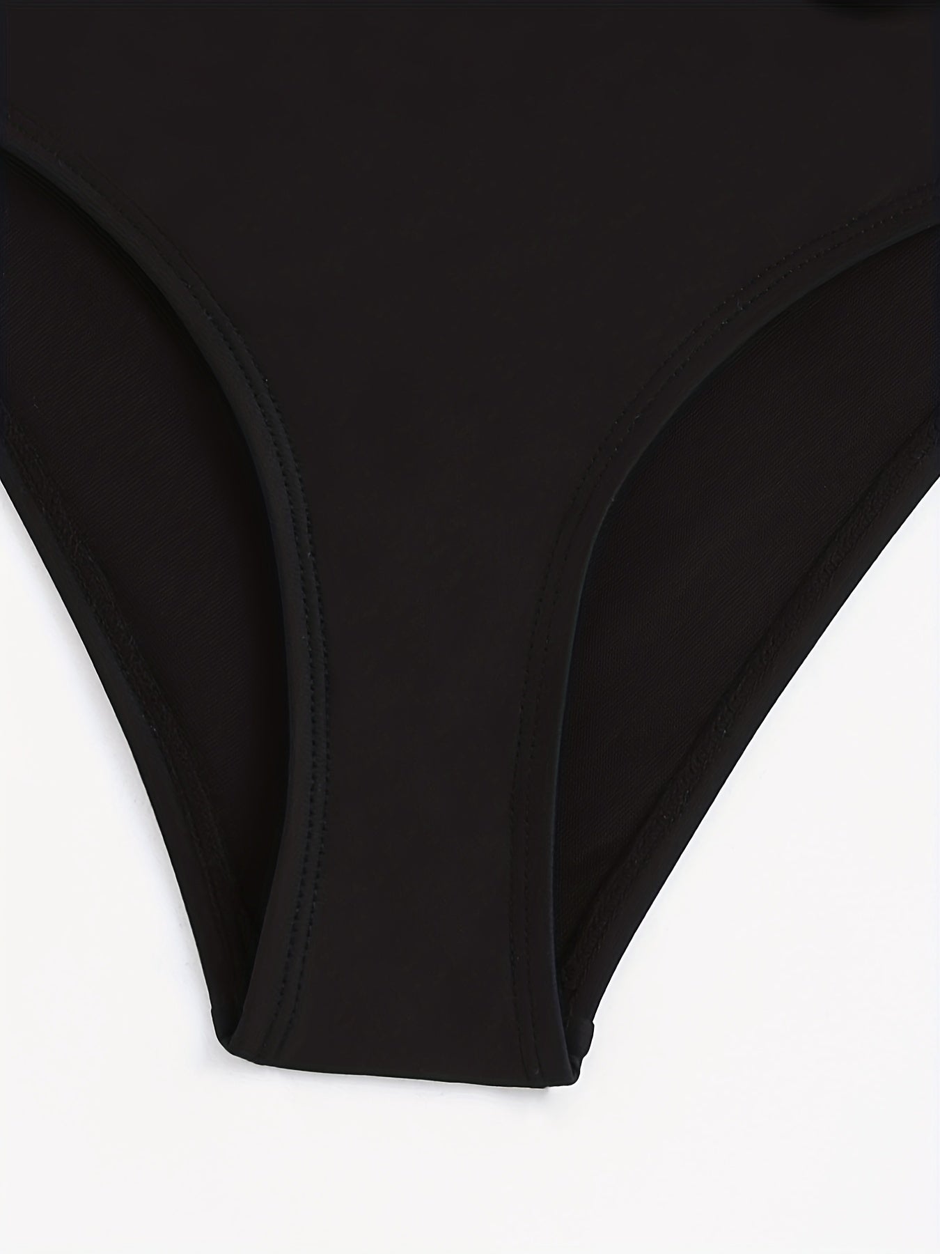Bowknot Decor Swim Briefs High Strech Knot Solid Bikini Bottoms