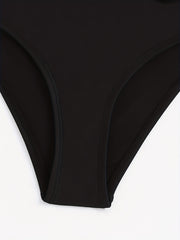 Bowknot Decor Swim Briefs High Strech Knot Solid Bikini Bottoms