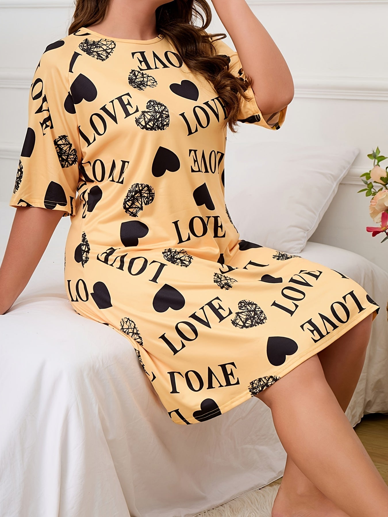  Heart & Letter Print Nightshirt