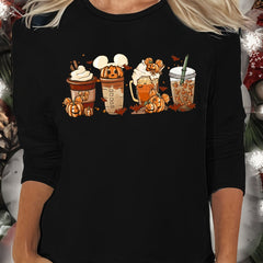 Thanksgiving Pumpkin Print Lounge Top Long Sleeve Crew Neck Women's Loungewear