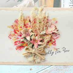 Pink Paper Dried Flower Greeting Card For Coworker Mother's Day Blessings