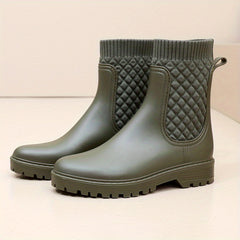 Women's Waterproof Argyle Patchwork Chelsea Rain Boots