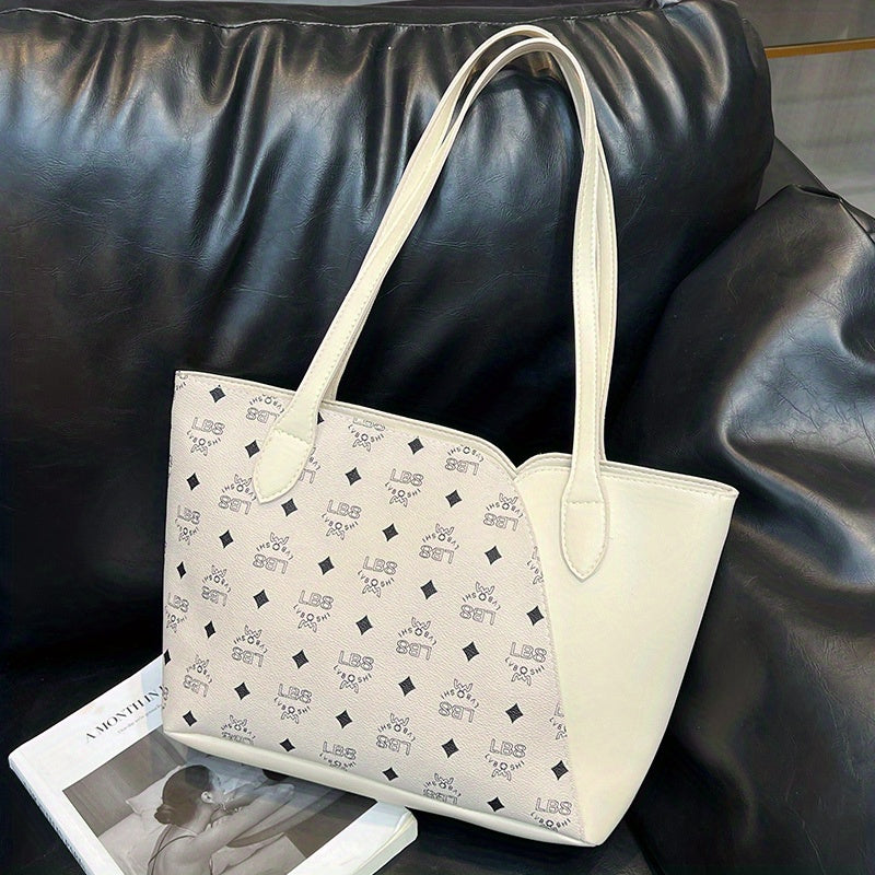 Vintage Printed Tote Bag Zipper Shoulder Bag Sweet Girl's