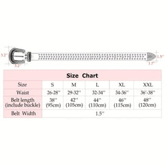 Sparkle Rhinestone Punk Western Studded Belts Women PU Leather Jeans