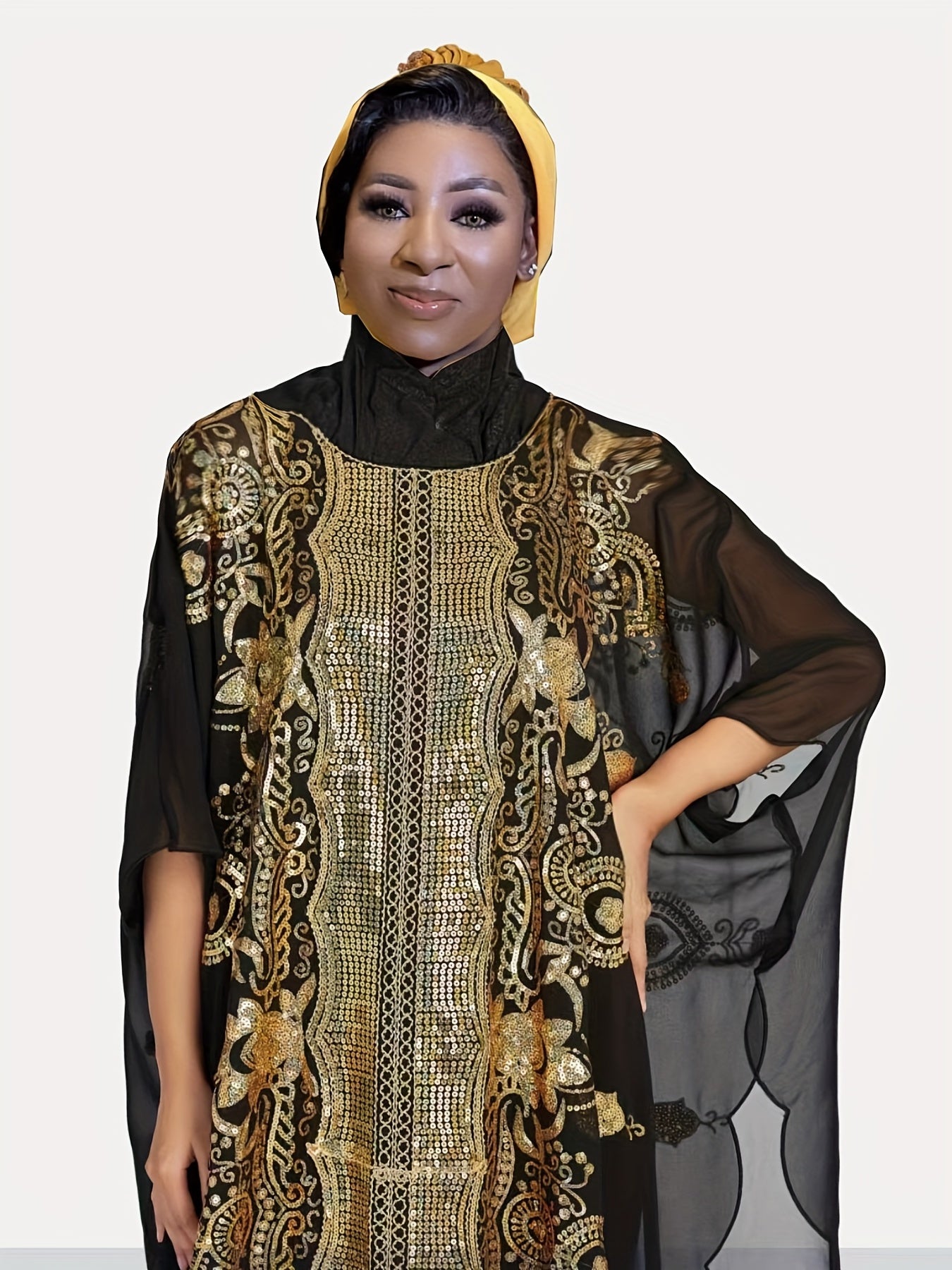  Women's African Sequin Embroidered Dashiki Dress