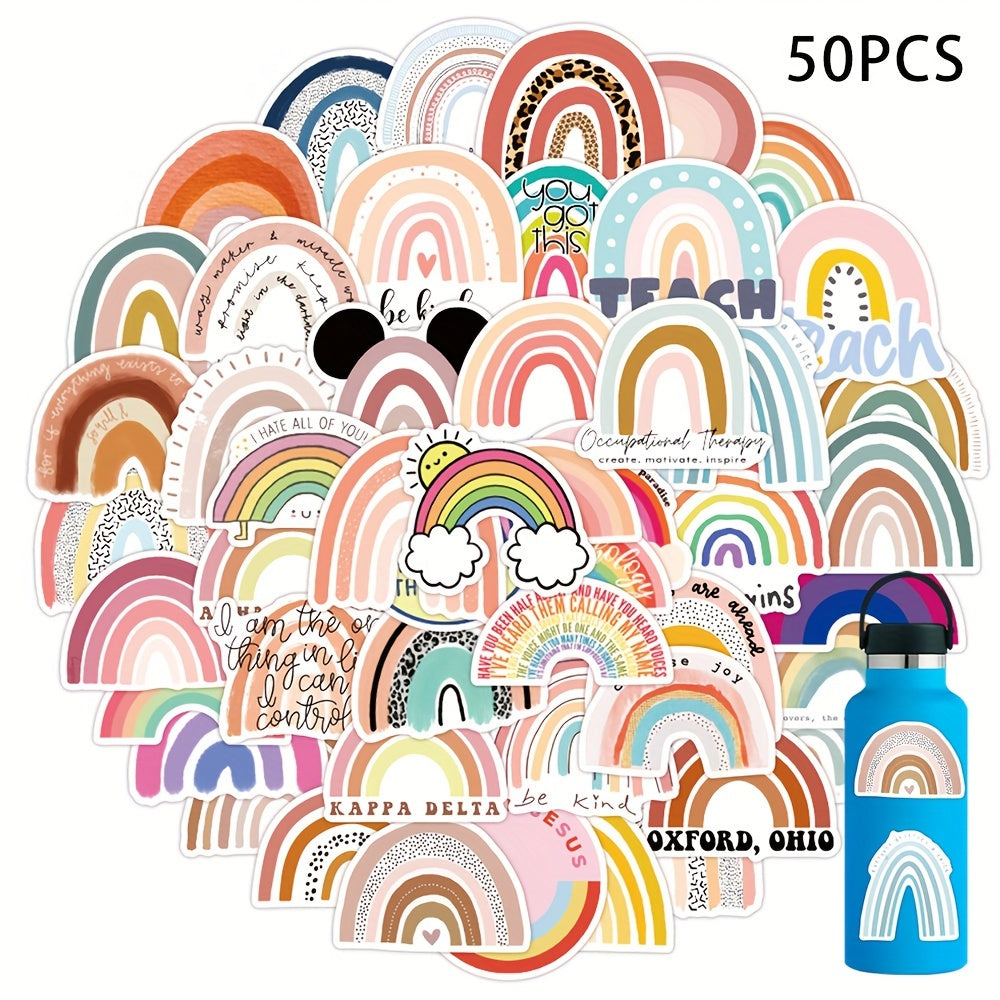 50pcs Rainbow Stickers Laptop Phone Water Bottle Tablet Luggage Cup Car