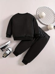 Baby Boy's Christmas Set Cartoon Graphic Sweatshirt Pants Set
