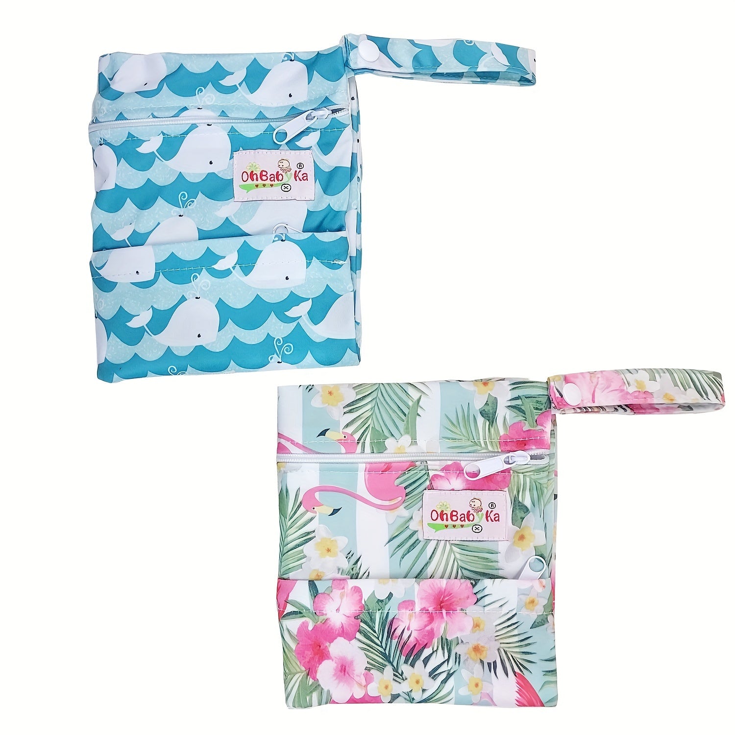 OhBabyKa 2pcs Wet & Dry Bag Waterproof Washable & Reusable 36x30cm