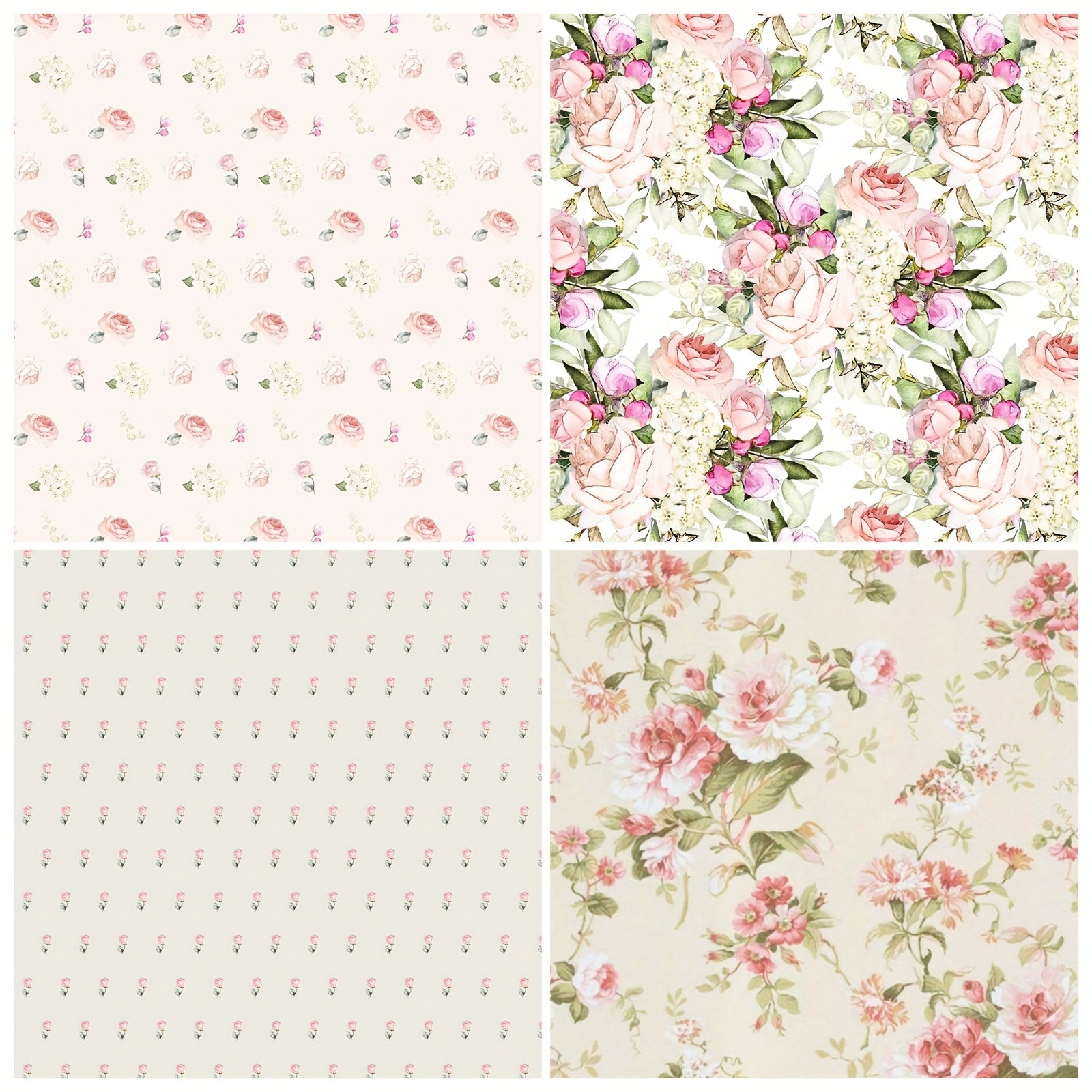 12pcs Flower Series Scrapbook Paper Background DIY Photo Album Art Card