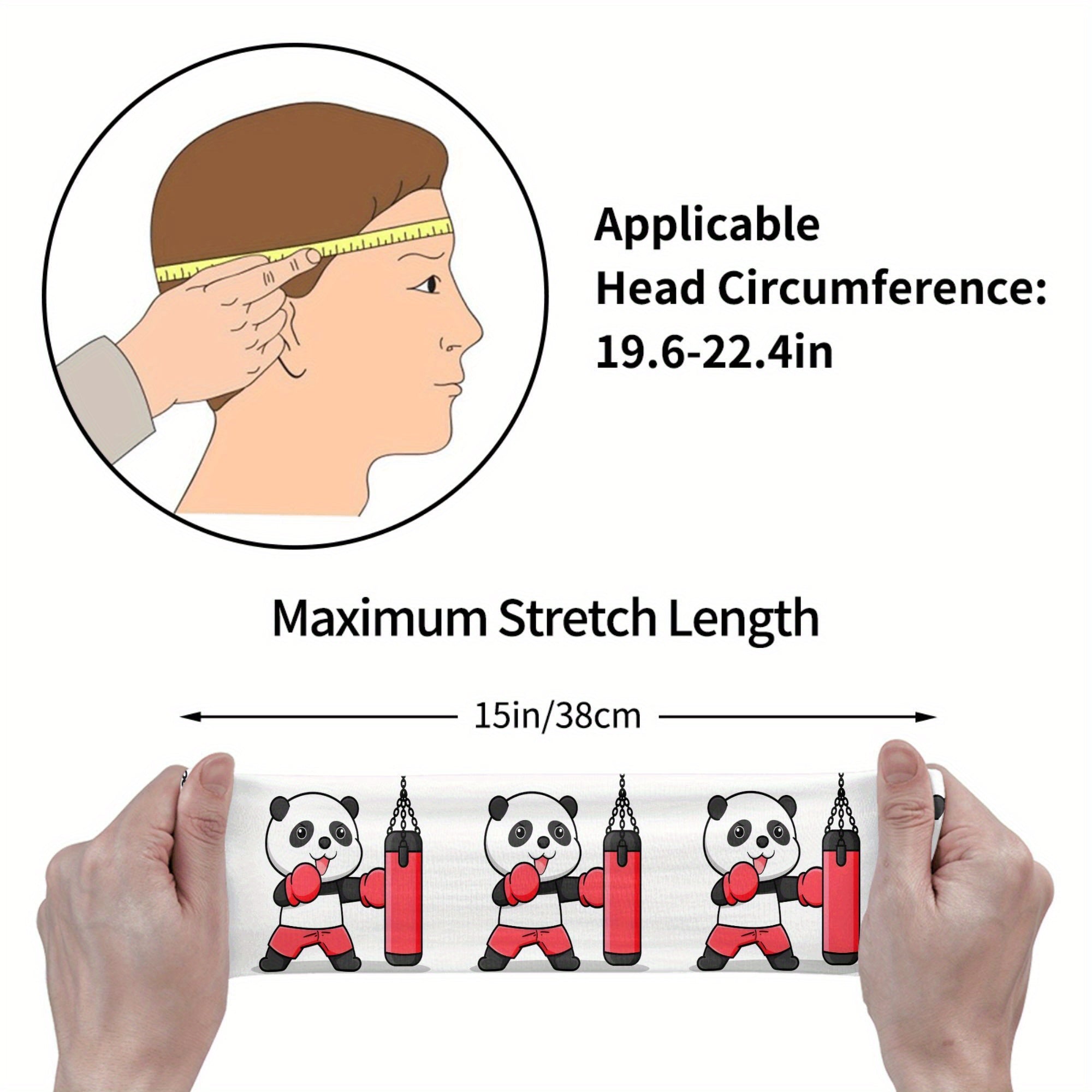 Panda Boxing Gym Headband Unisex Sweat Wicking Polyester Accessory