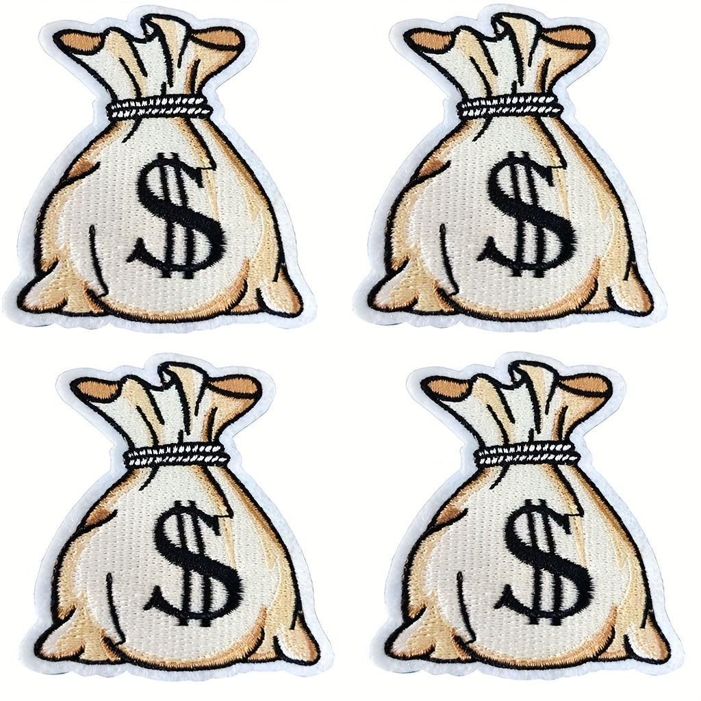 Money Bag Pattern Patches Embroidery Cloth Stickers DIY Decoration