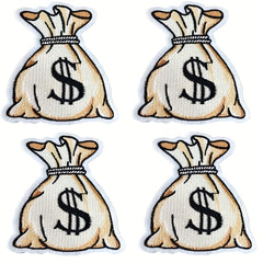 Money Bag Pattern Patches Embroidery Cloth Stickers DIY Decoration