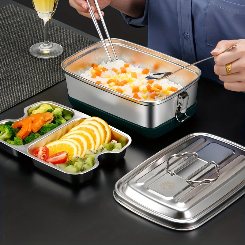 Large Capacity Stainless Steel Lunch Box 2000ml Double Layer Bento Box