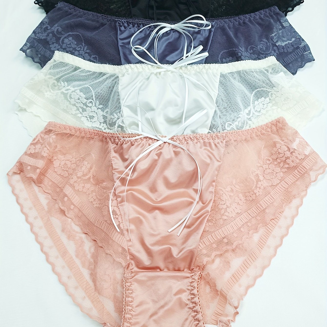 4pcs Lace Stitching Briefs Comfy Intimates Panties Women's Lingerie