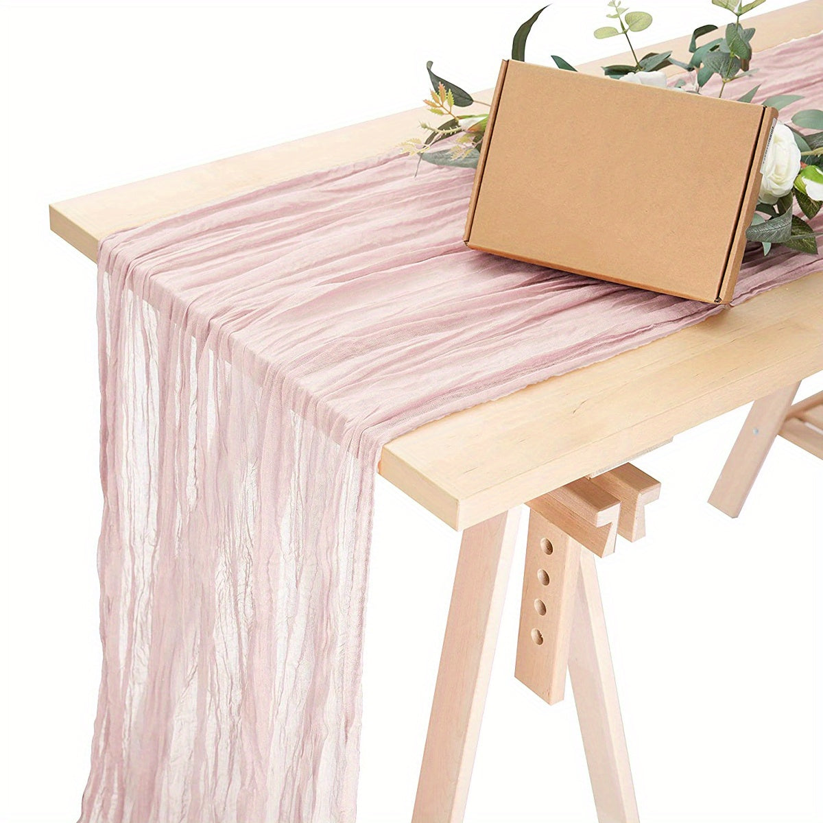 Boho Green Gauze Table Runner Semi Sheer Cheesecloth Tablecloth
