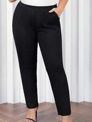  Formal Pants Women's Plus Plain Elastic Medium Stretch Straight Leg