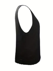  Sexy Tank Top Women's Plus Solid Ruched Front V Neck Medium Stretch