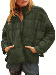 Women's Zip Up Solid Coat Winter Outerwear