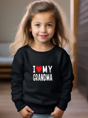Girls Letters Pattern Crew Neck Long Sleeve Sweatshirt