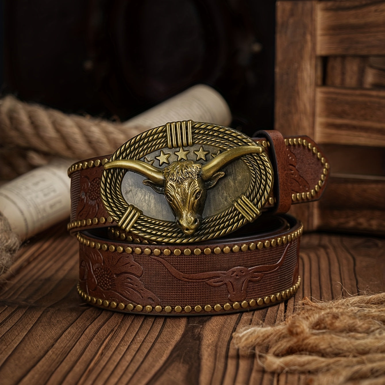 Vintage Pattern Buckle PU Leather Belt For Men