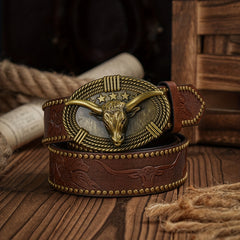 Vintage Pattern Buckle PU Leather Belt For Men