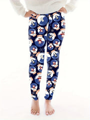  Santa Claus Print High Rise Leggings