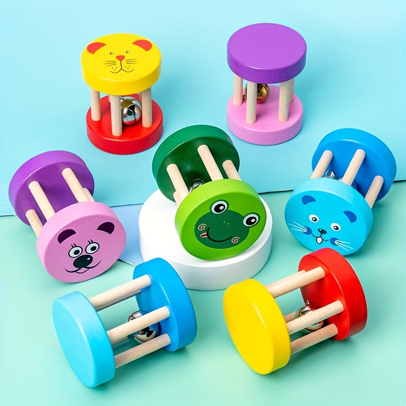 Wooden Kids' Early Education Hand Rocking Cage Bell Toy, 1-3 Years