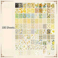 100pcs Vintage Flowers Pattern DIY Scrapbook Paper Background