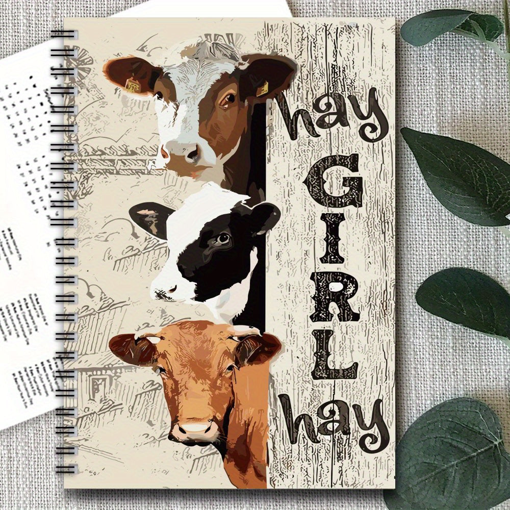 Cow Theme Spiral Notebook for School & Office Use