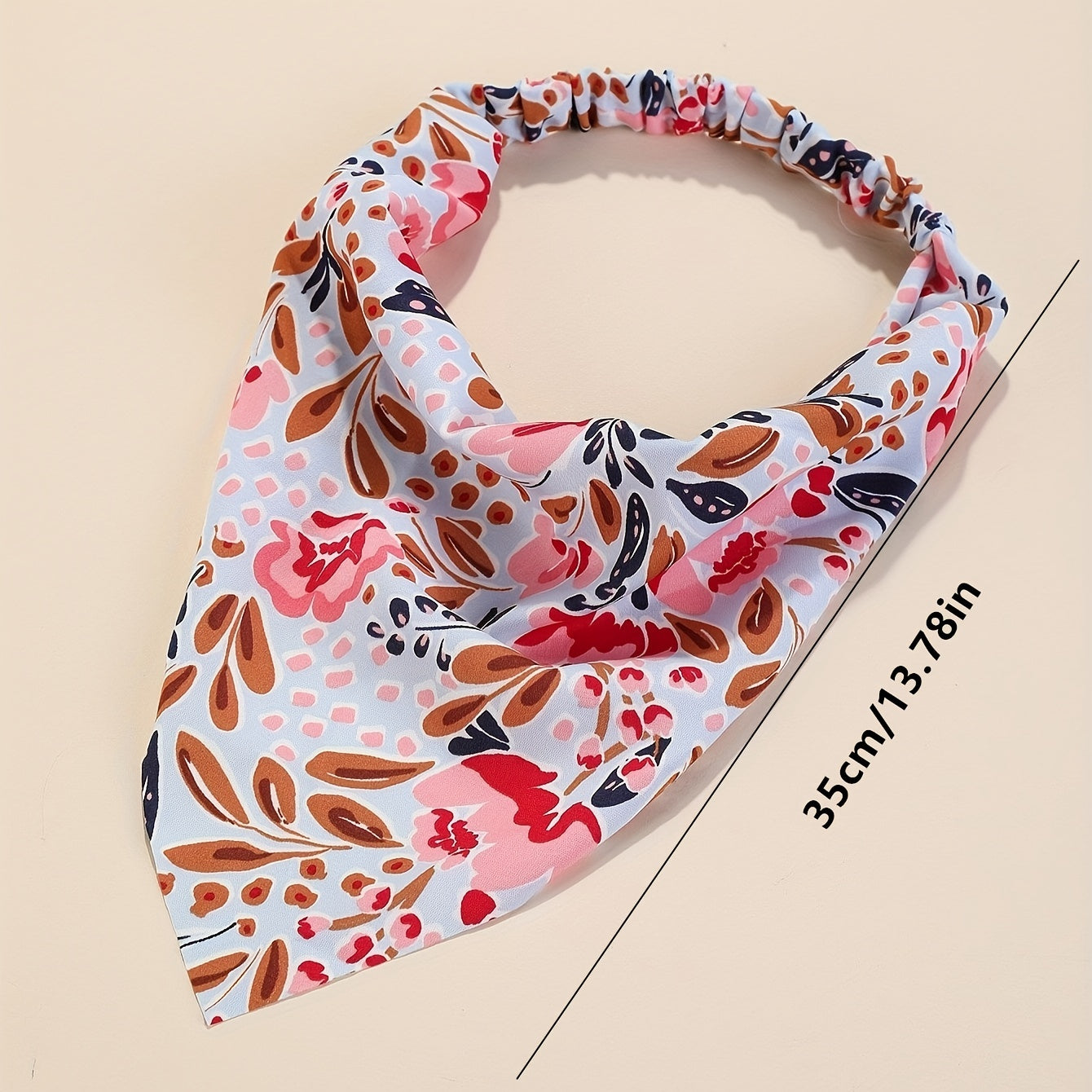 Vintage Flower Headband Triangle Scarf Elastic Turban Bandana Women Head Wrap