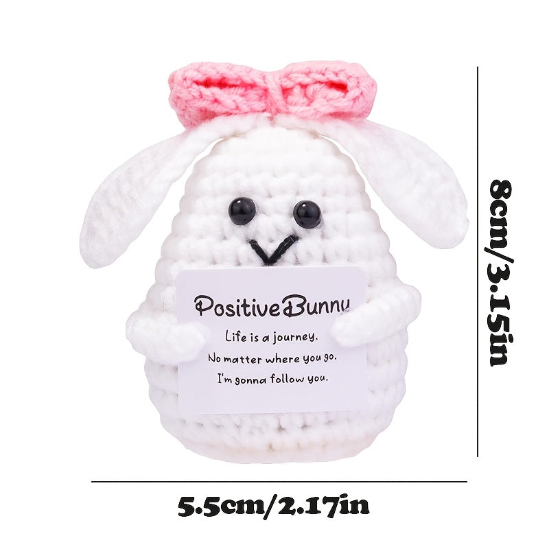Positive Bunny Crochet Bunny with Pink Bow Perfect Gift for Women Friends Easter