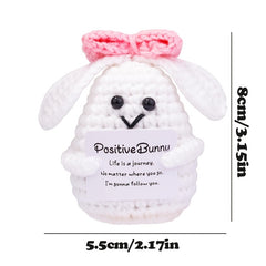 Positive Bunny Crochet Bunny with Pink Bow Perfect Gift for Women Friends Easter