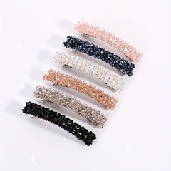 Beaded Crystal Hair Clip Metal French Barrette for Women Girls