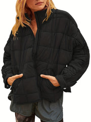 Women's Zip Up Solid Coat Winter Outerwear